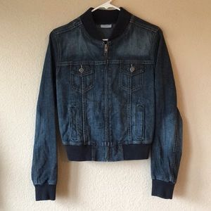 Halogen Denim jacket.  Size M.  Navy cuff/collar.